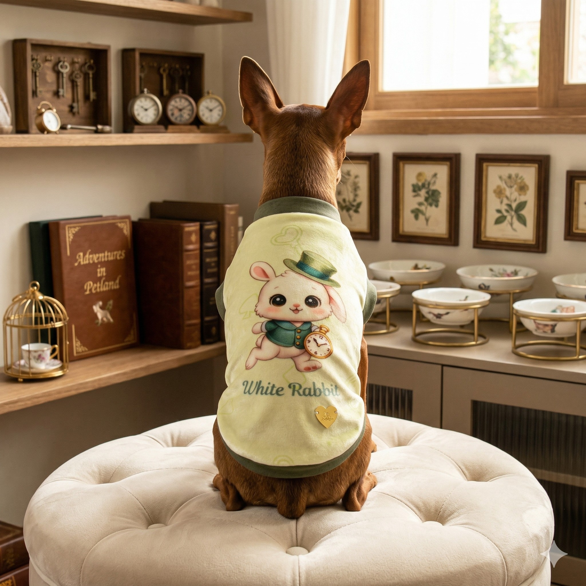 White Rabbit Greenish Sweatshirt - Ciniglia Vellutata con Rouche Pizzo
